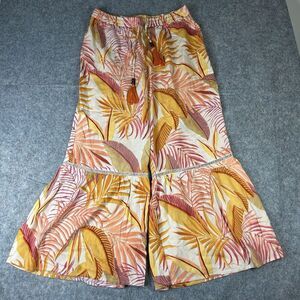 True Destination Pants Womens XL Bell Bottom Tropical Floral Beach Resort